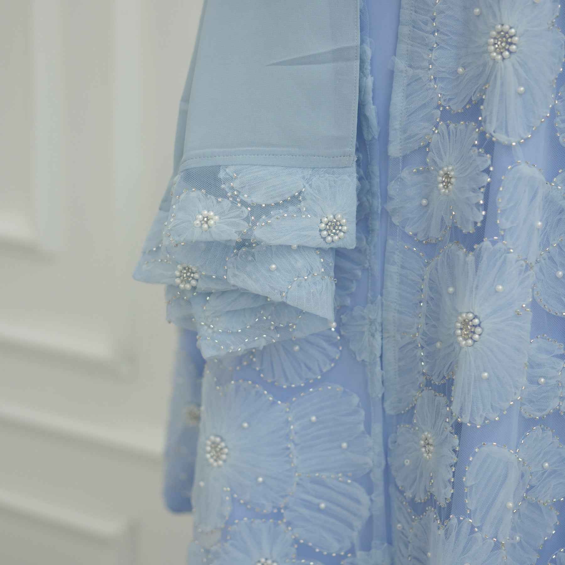 LR1069  3D Floral Beaded Cardigan Abaya