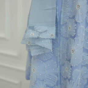 LR1069  3D Floral Beaded Cardigan Abaya