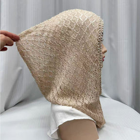 F053  Hollow-out Shiny Thread Beaded Headwrap Jersey Cap