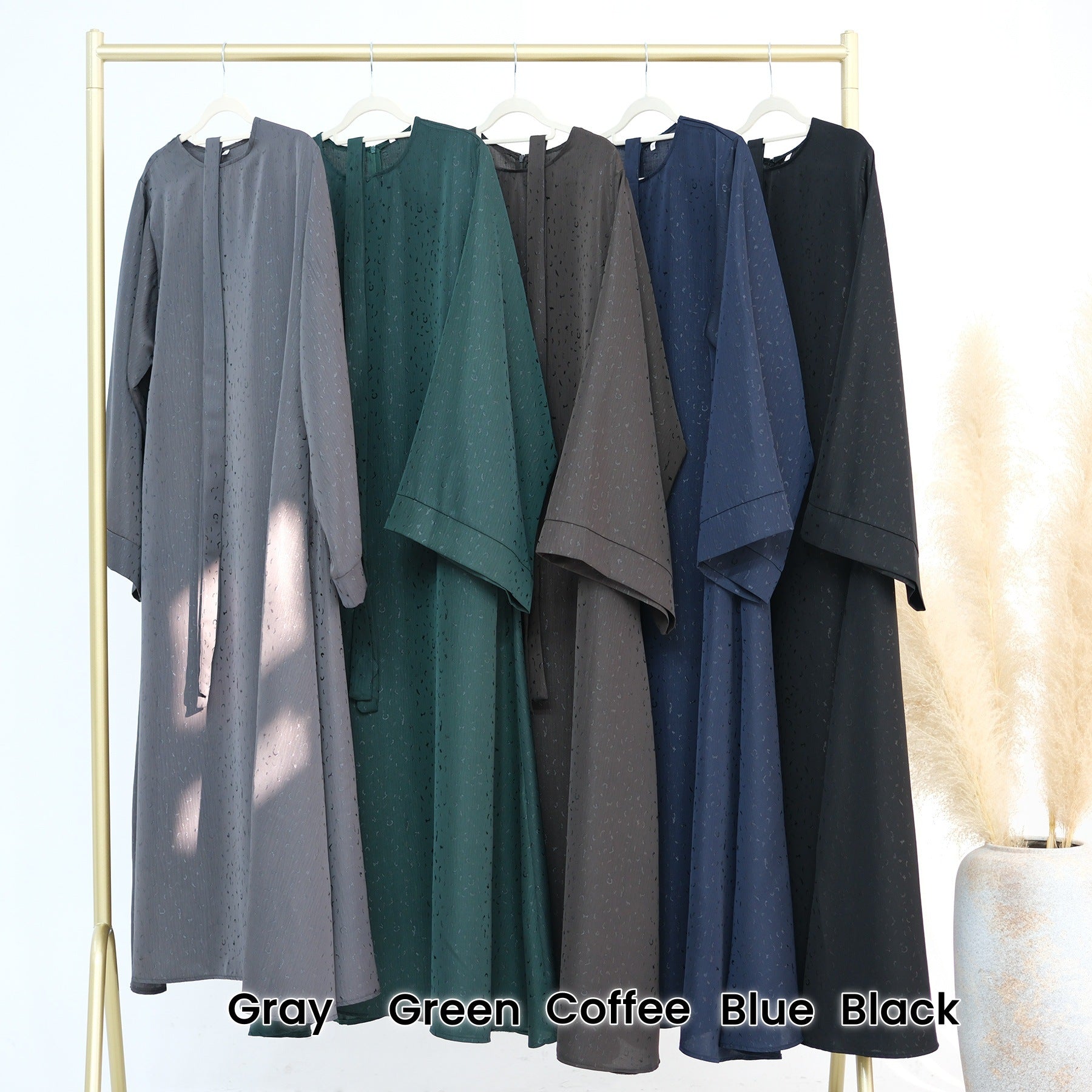 LRDB010+LRDB011  Fashion Print Elegant Cardigan Dress with Hijab Two-Piece Set