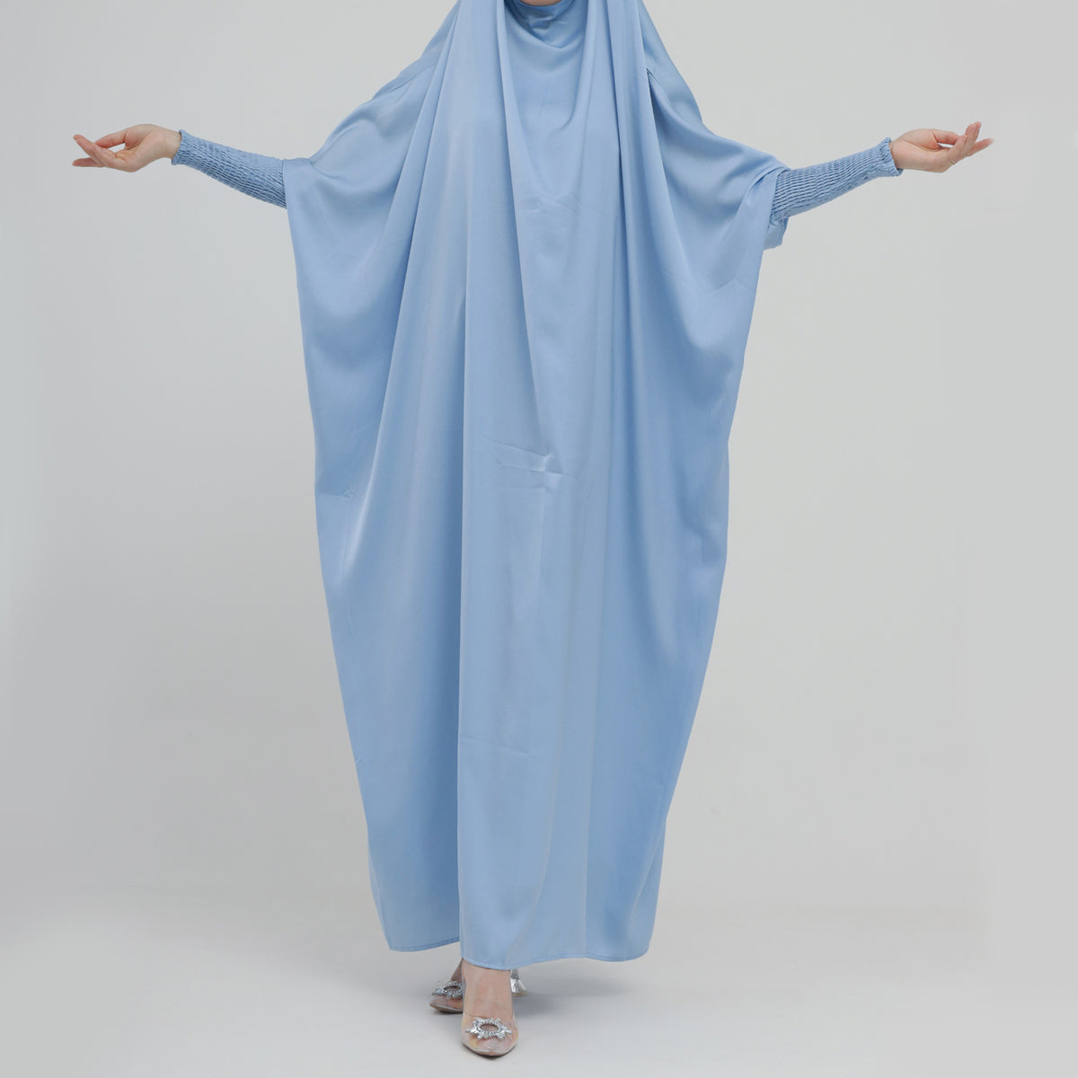 LR484   Plain plus size hijab-integrated dress