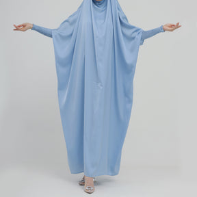 LR484   Plain plus size hijab-integrated dress