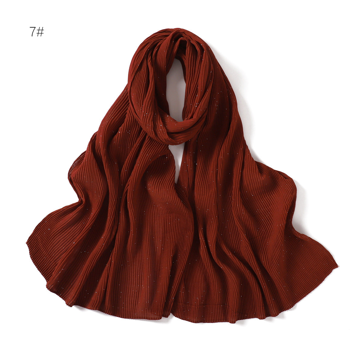 YZ220  Pure color sprinkling silver glitter crease compound chiffon long scarf monochrome pleated headscarf