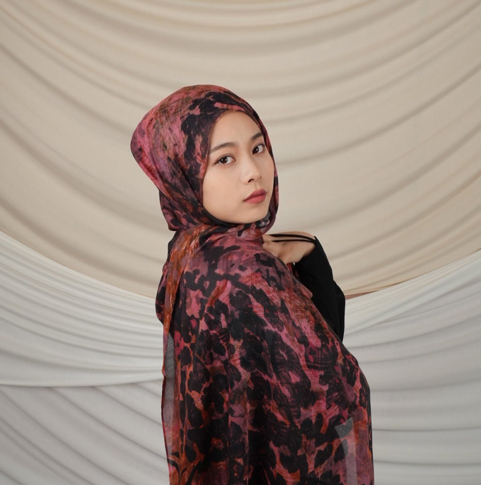 VI010 Modal Leopard Print Hijab Scarf - Stylish and Versatile Accessory