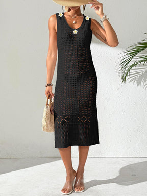 Z105601  Hollow woven hand-crocheted flower patchwork beach dress