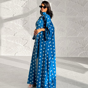 LR1119  Women's Vibrant Polka Dot Cardigan & Hijab 2-Piece Set