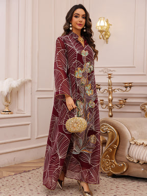 AB485  Mesh Embroidered Maxi Dress Ethnic Women's Clothing
