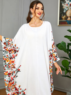3422  Batwing sleeve printed dress