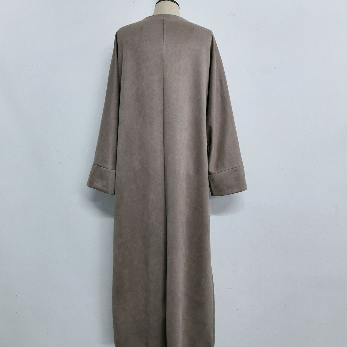 24891#  Fall Winter Plain Suede-Texture Open Abaya