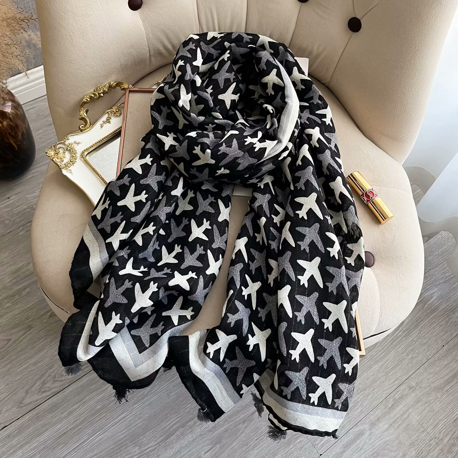 MYYJ-01  Silver silk scarf printed scarf handmade scarf