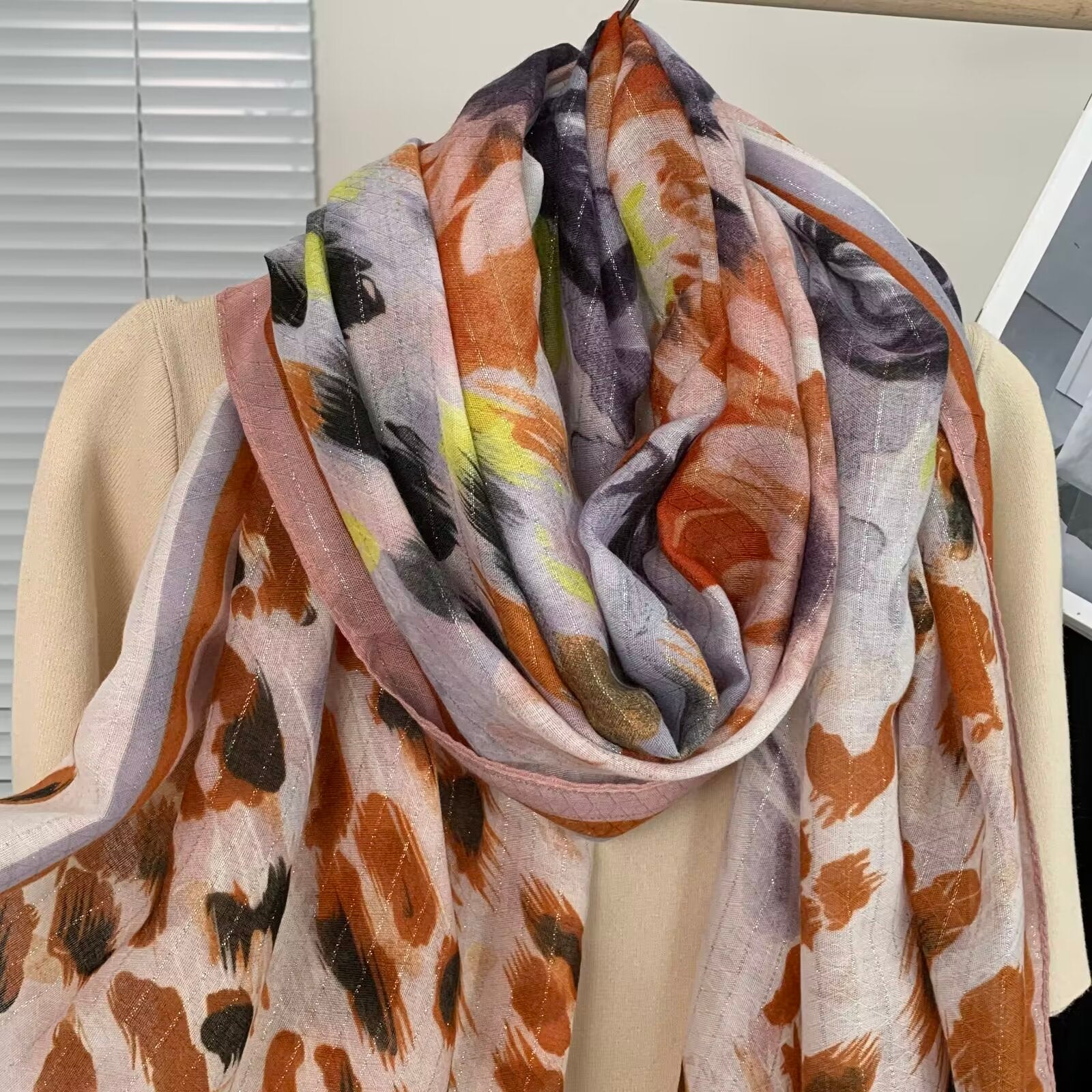 MYYJ-03   Silver silk scarf printed scarf handmade scarf