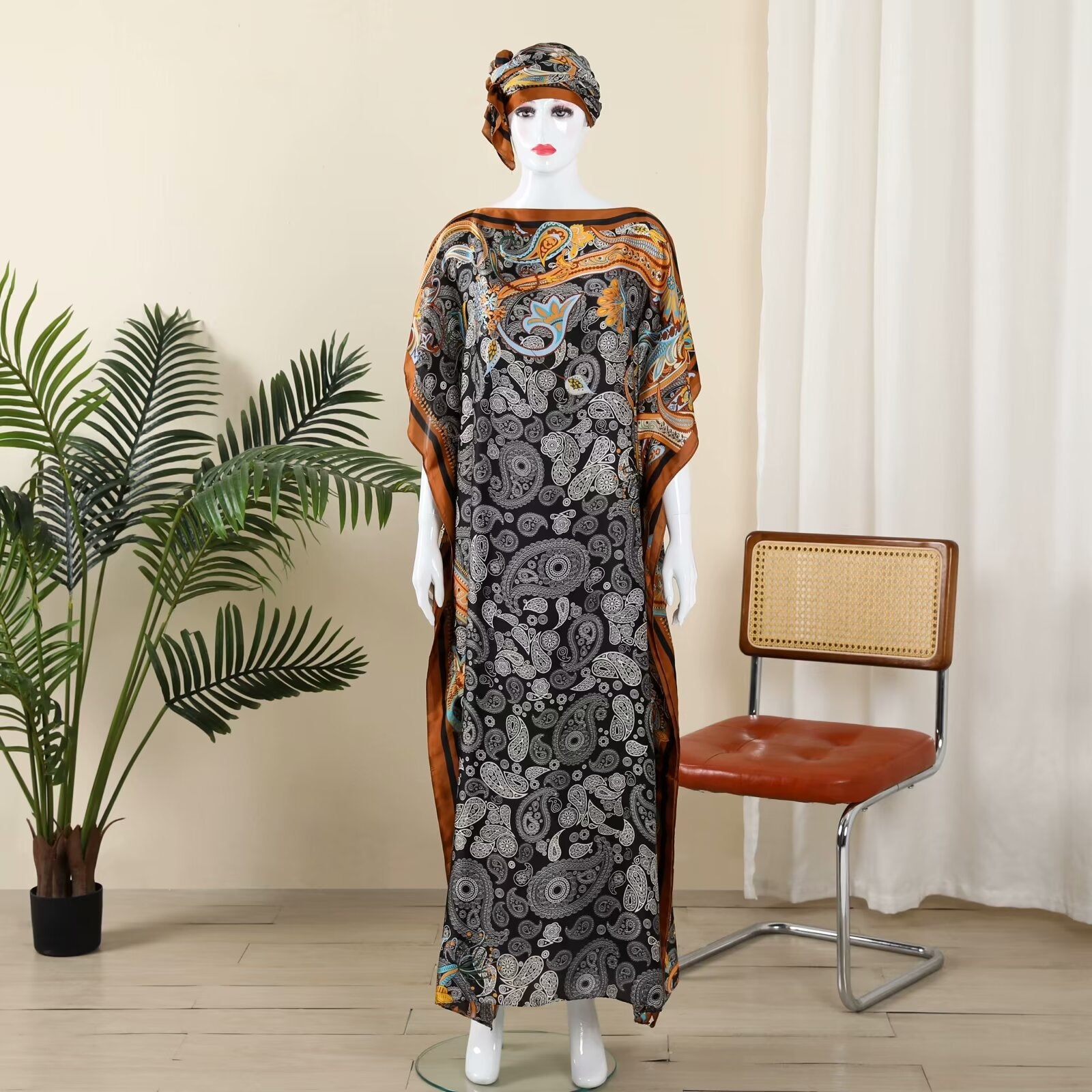 MYYJ-012   Abaya  Imitation silk blouse beautiful brocade section one-piece group