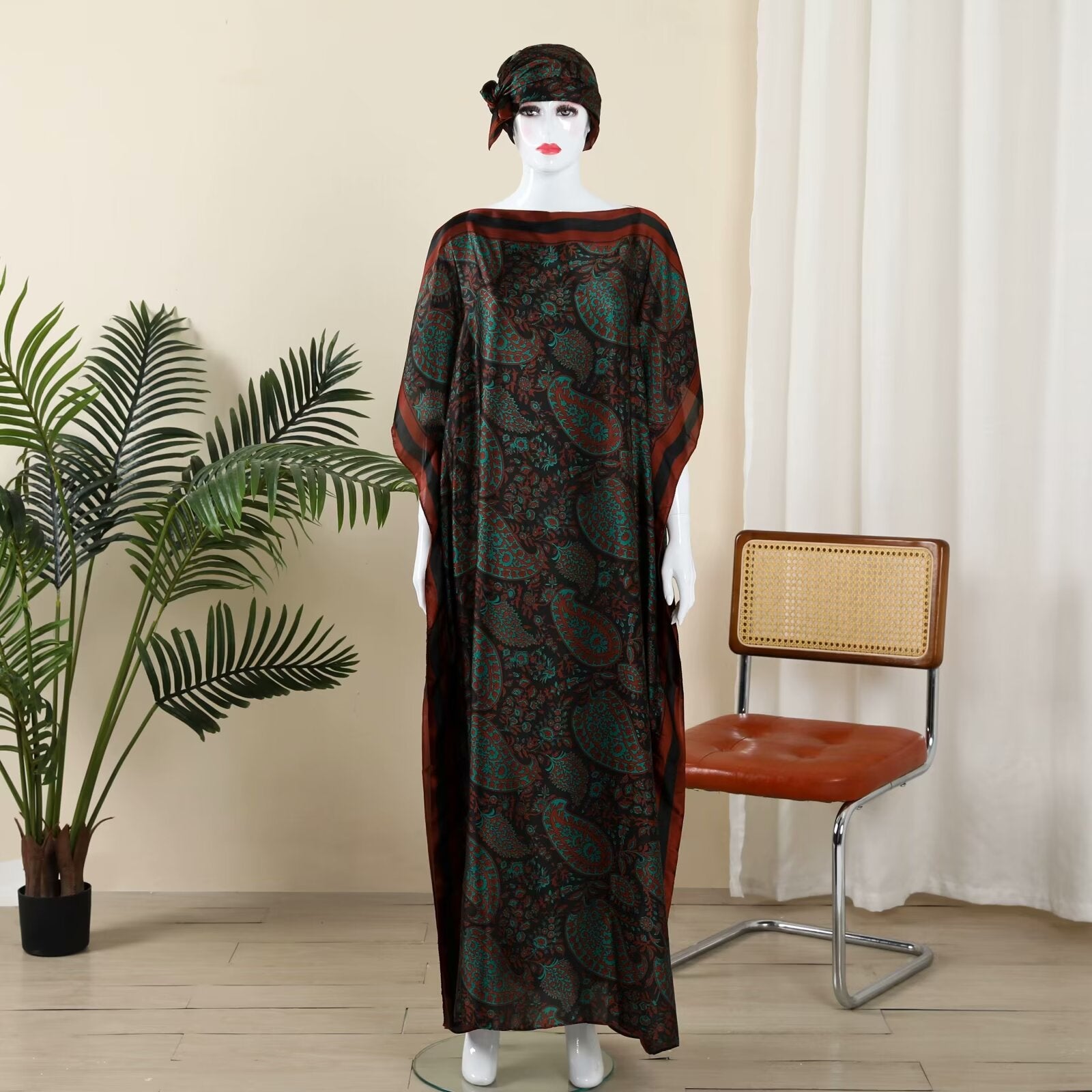 MYYJ-013   Abaya  Imitation silk blouse beautiful brocade section one-piece group