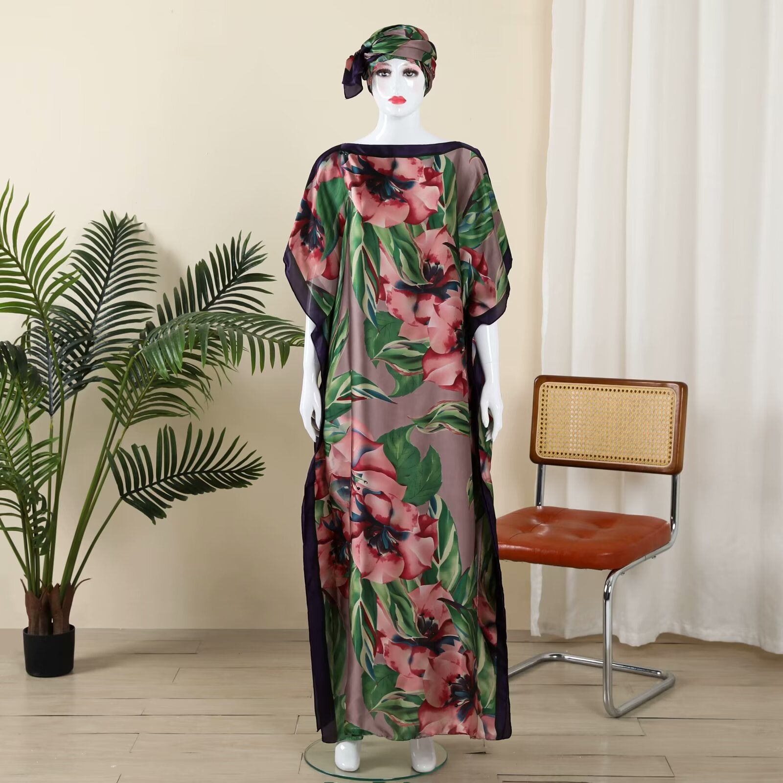 MYYJ-013   Abaya  Imitation silk blouse beautiful brocade section one-piece group