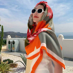 130FJ-2  130*130cm Floral Large Square Scarf