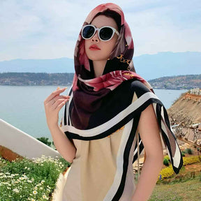 130FJ-2  130*130cm Floral Large Square Scarf