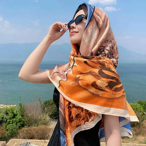 130FJ-2  130*130cm Floral Large Square Scarf