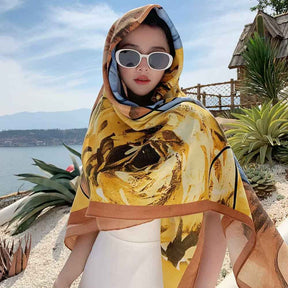 130FJ-2  130*130cm Floral Large Square Scarf