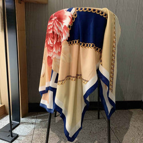 130FJ-2  130*130cm Floral Large Square Scarf