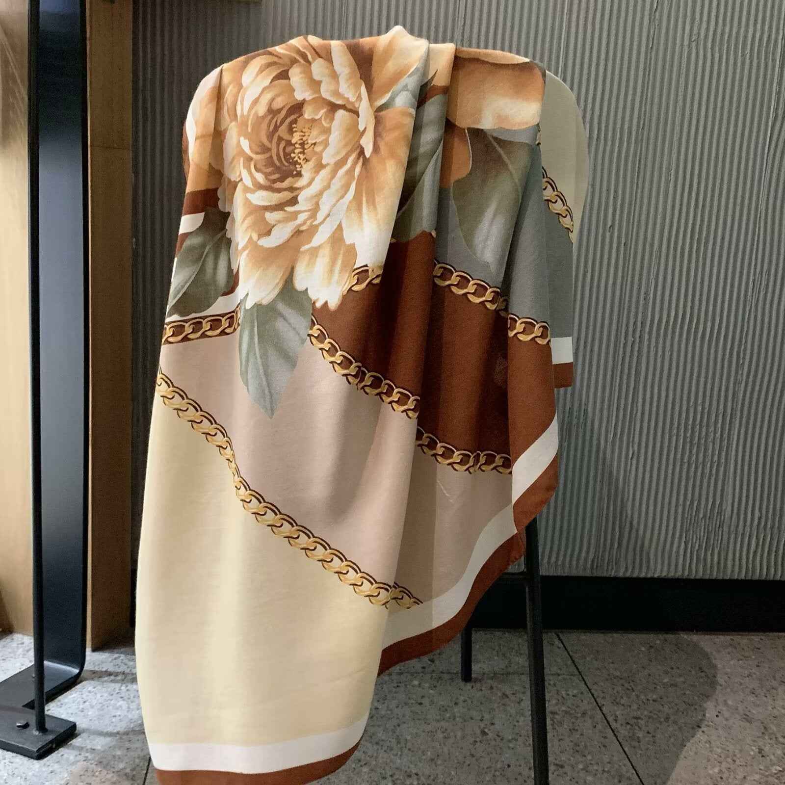 130FJ-2  130*130cm Floral Large Square Scarf