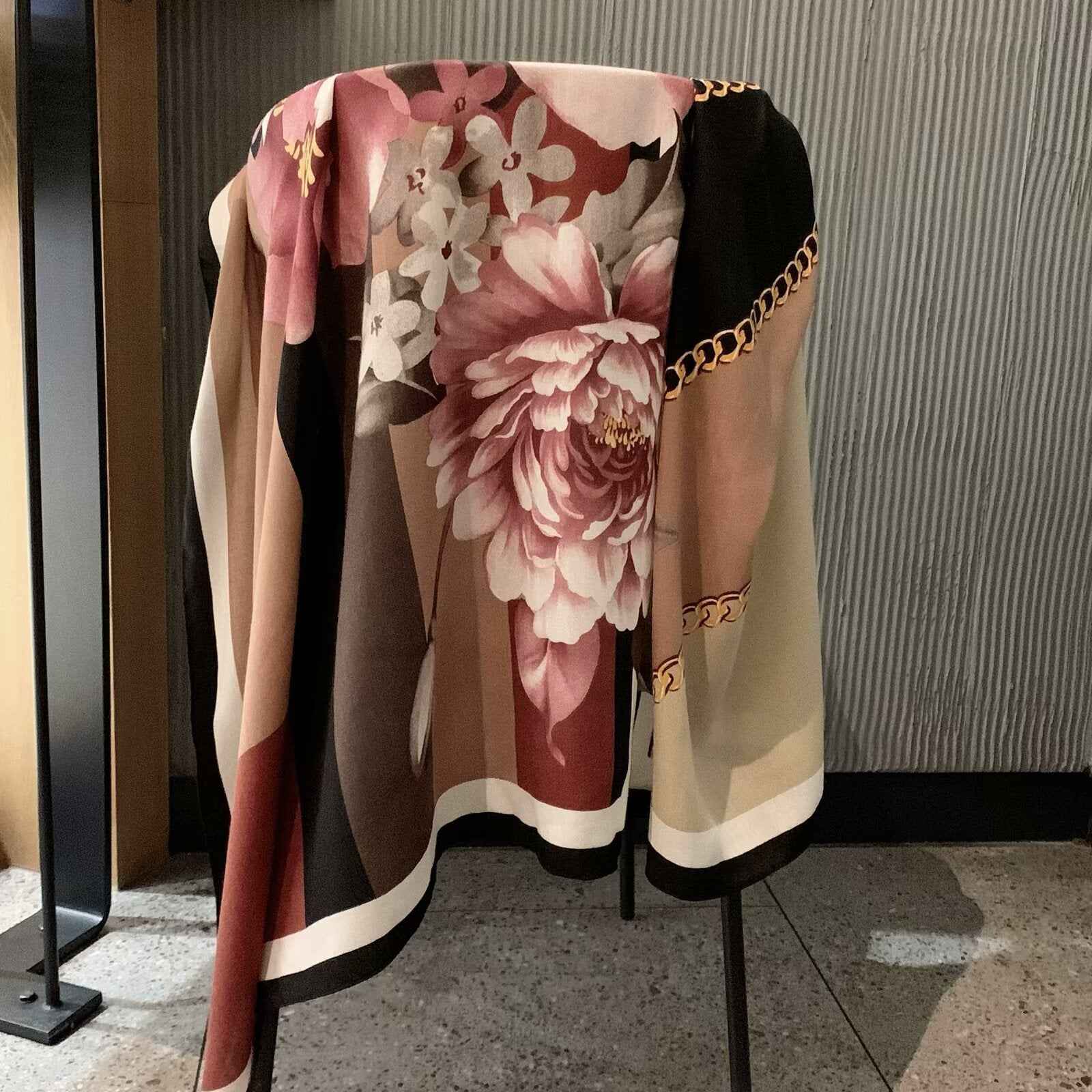 130FJ-2  130*130cm Floral Large Square Scarf