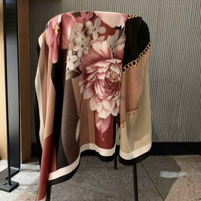 130FJ-2  130*130cm Floral Large Square Scarf