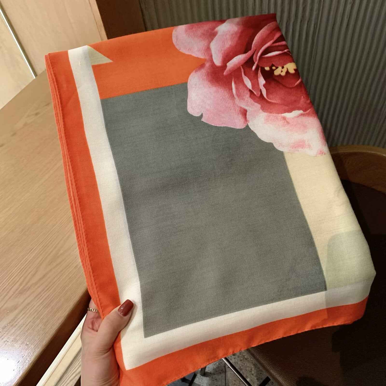 130FJ-2  130*130cm Floral Large Square Scarf