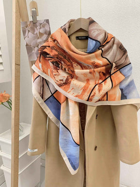 130FJ-2  130*130cm Floral Large Square Scarf