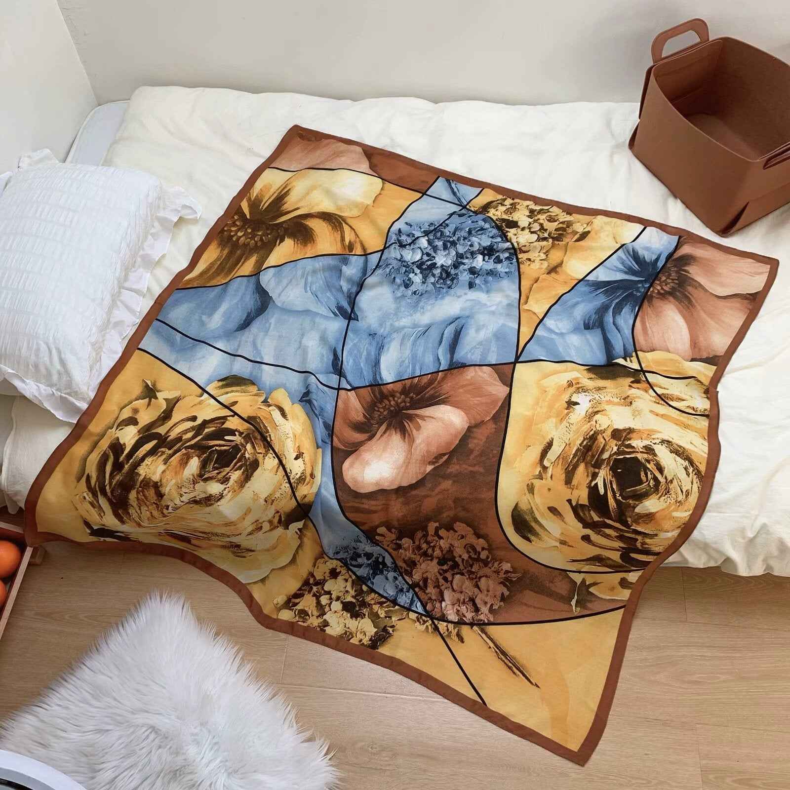 130FJ-2  130*130cm Floral Large Square Scarf