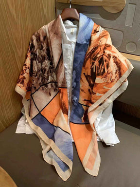 130FJ-2  130*130cm Floral Large Square Scarf