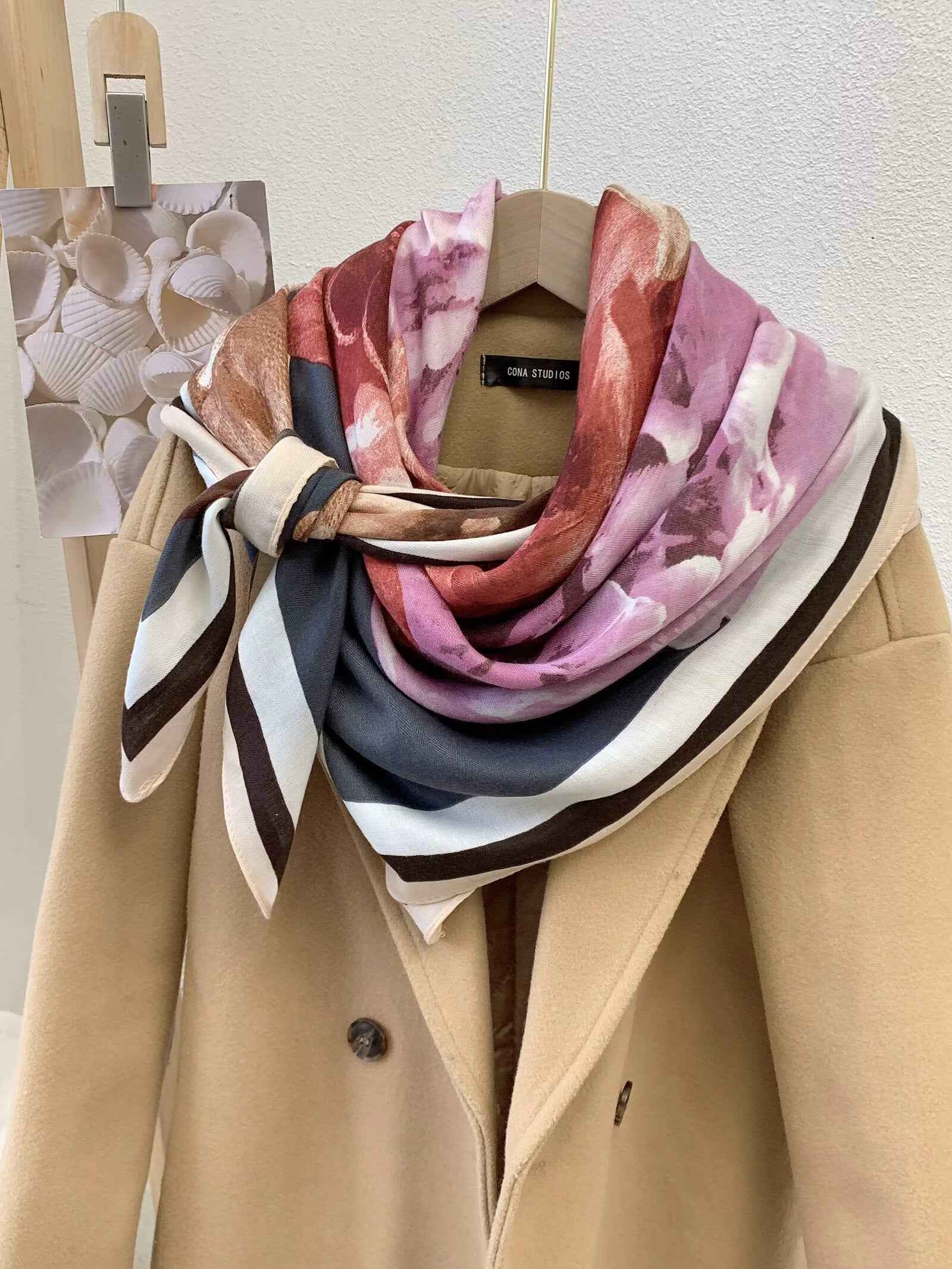 130FJ-2  130*130cm Floral Large Square Scarf