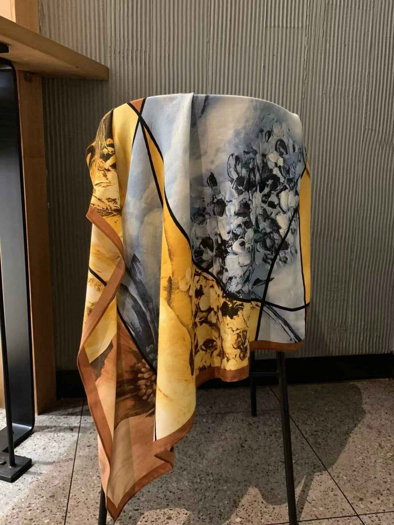 130FJ-2  130*130cm Floral Large Square Scarf