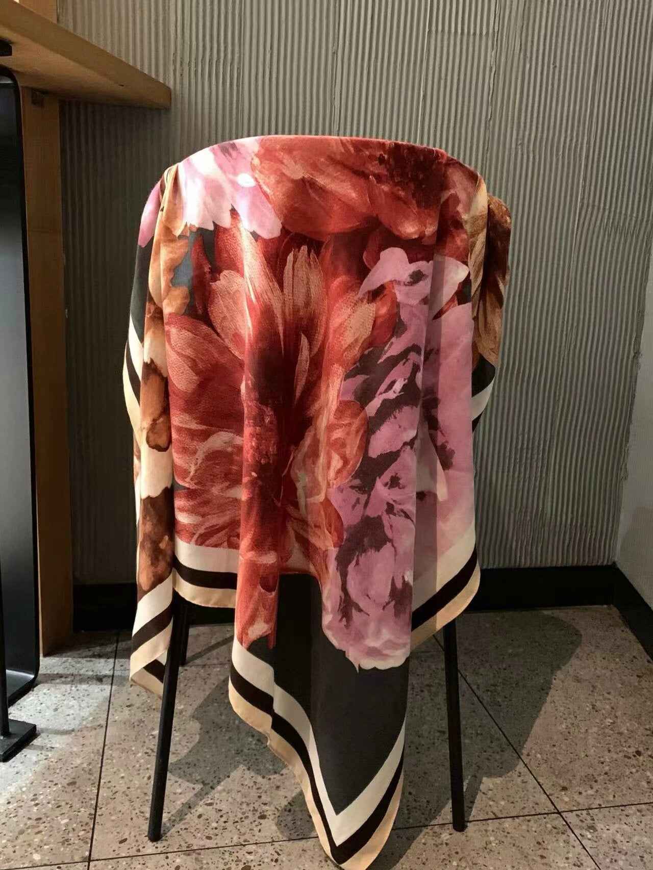 130FJ-2  130*130cm Floral Large Square Scarf