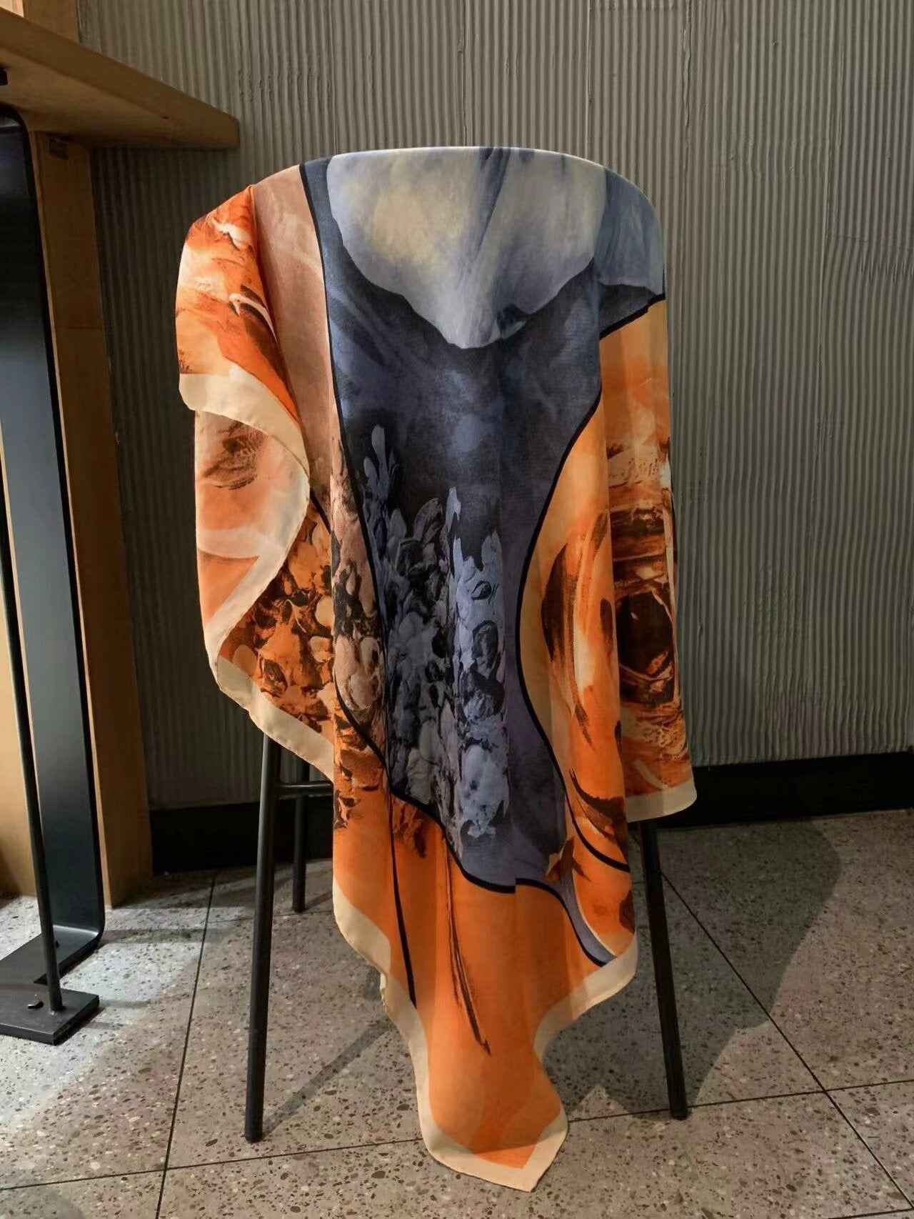 130FJ-2  130*130cm Floral Large Square Scarf