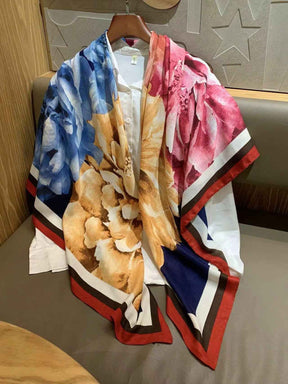 130FJ-2  130*130cm Floral Large Square Scarf