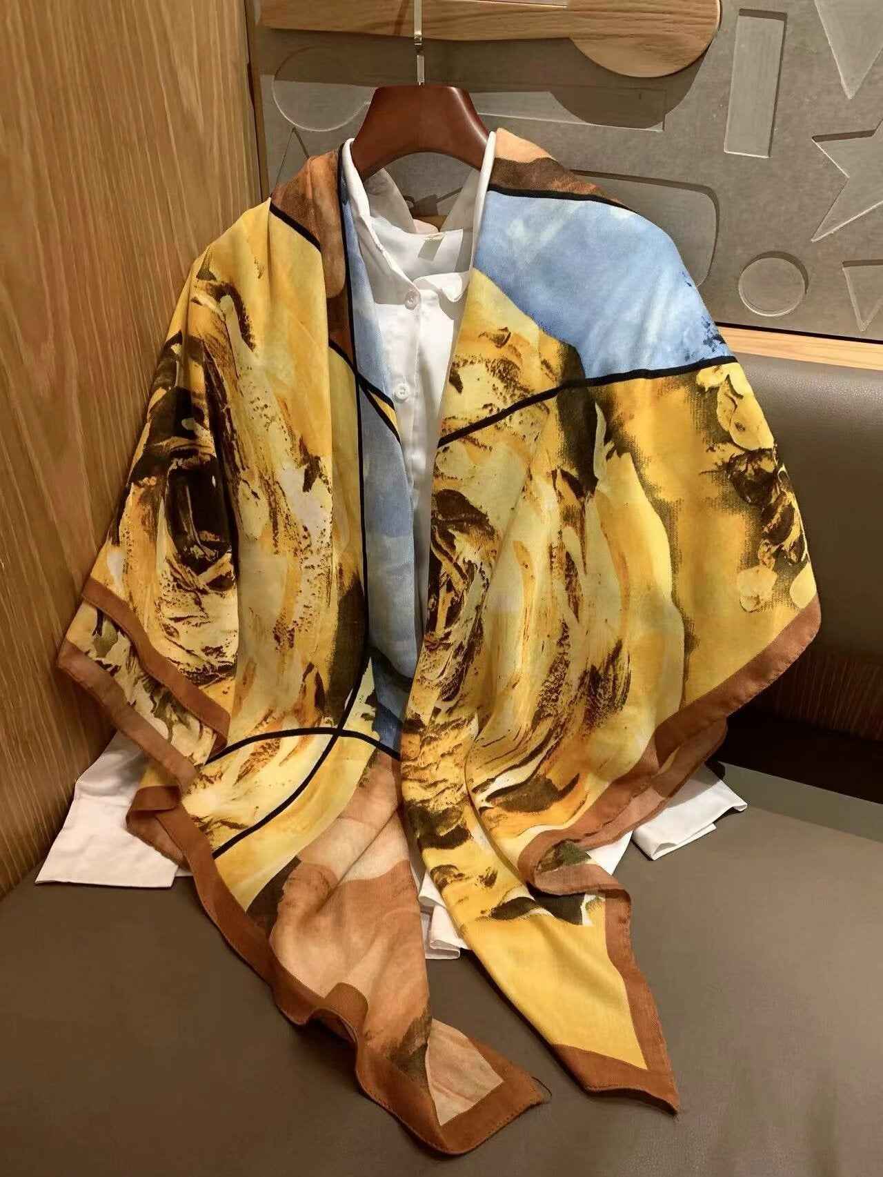 130FJ-2  130*130cm Floral Large Square Scarf