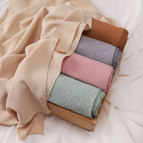 MSL426   Imitation cotton and linen pleated hijab