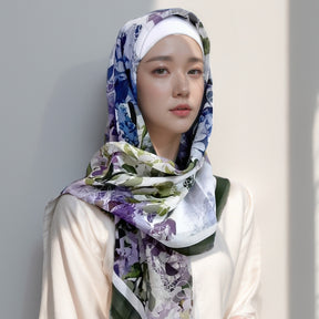 WJA289   Fashionable high quality all-match balinese printed square scarf flower style scarf headscarf shawl