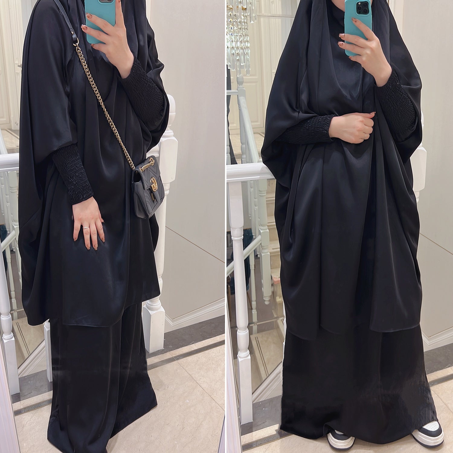 LR618  Plain Flared Abaya Dress Set - Casual Everyday Wear