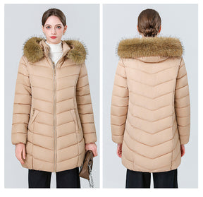 YAXF-8809  Women's Mid-Length Slim Winter Cotton-Padded Puffer Jacket