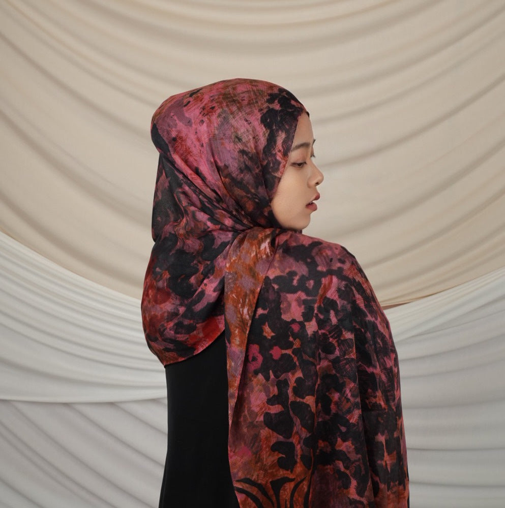 VI010 Modal Leopard Print Hijab Scarf - Stylish and Versatile Accessory