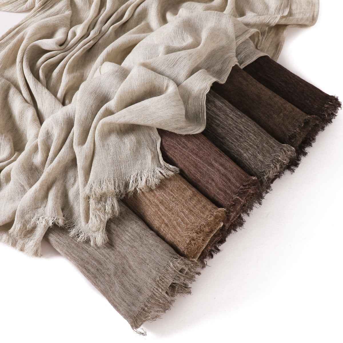 YZ310  Dirt-Washed Crinkled hijab with Raw Edge
