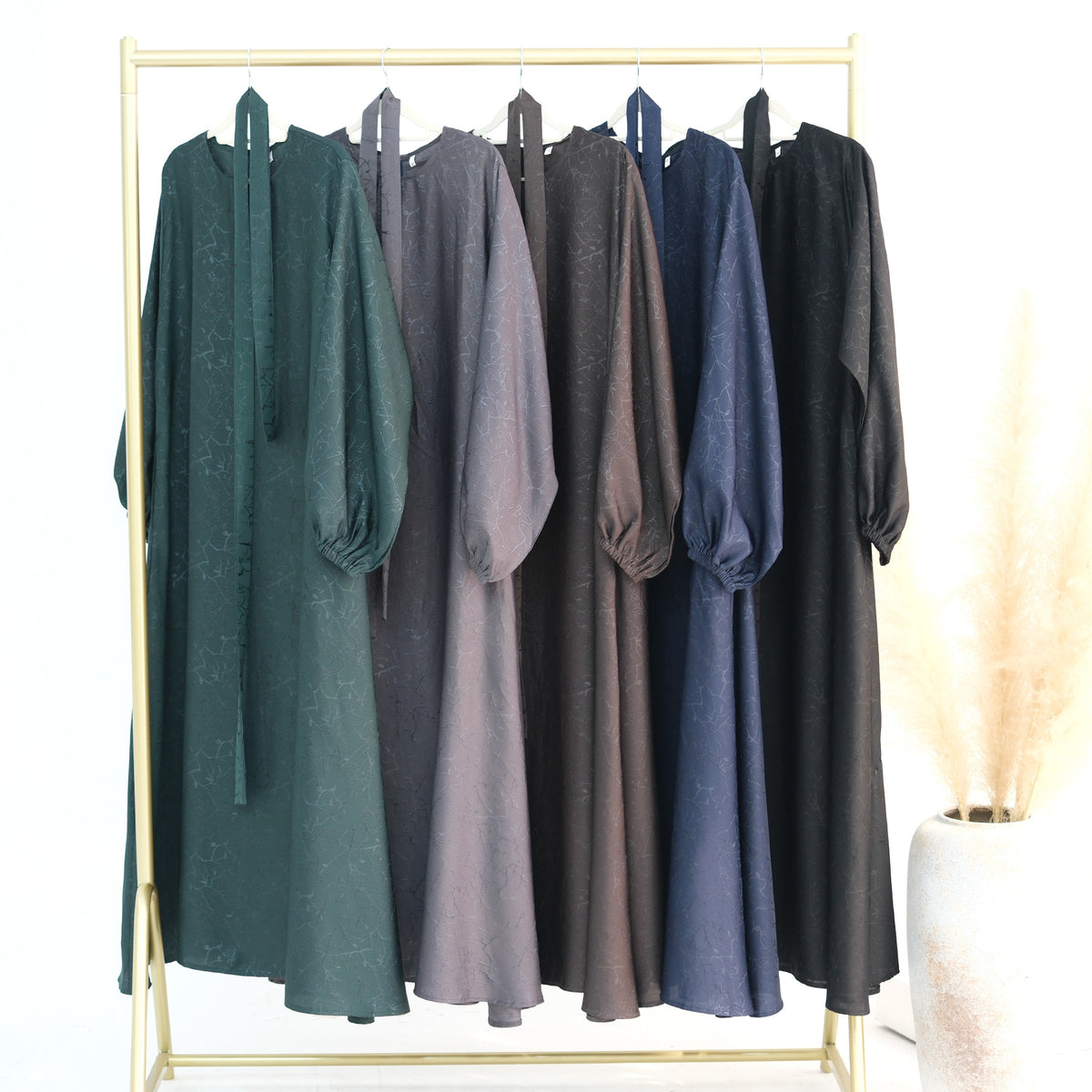 LRDB009  Plain Bat-Sleeve Dress Abaya+Hijab