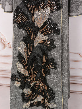 MT557  Stand Collar Sequin Beaded Embroidered Luxury Dress