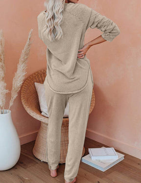 11081 Autumn and winter two-piece casual home long-sleeved T-shirt and pants