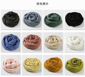 MM02 Women's solid color cotton and linen scarf