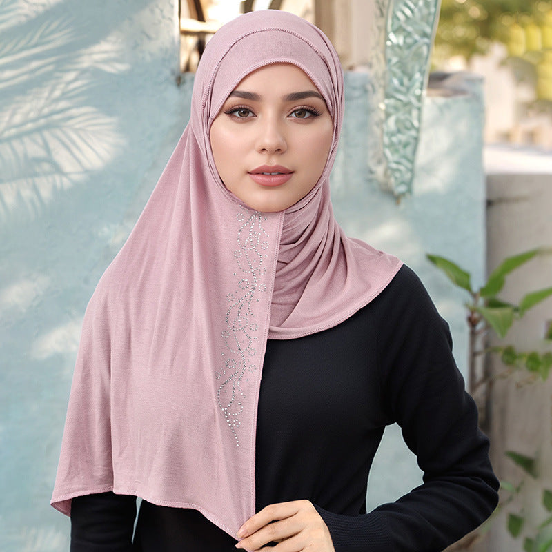 RS049  Mercerized cotton glass diamond hijab