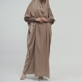 LR484   Plain plus size hijab-integrated dress