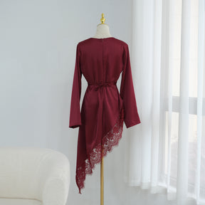 LR1180&LR1185  Back-Tie Waist-Cinched Viscose Long Sleeve Top + Skirt Set-Skirt Set - Mix & Match Set