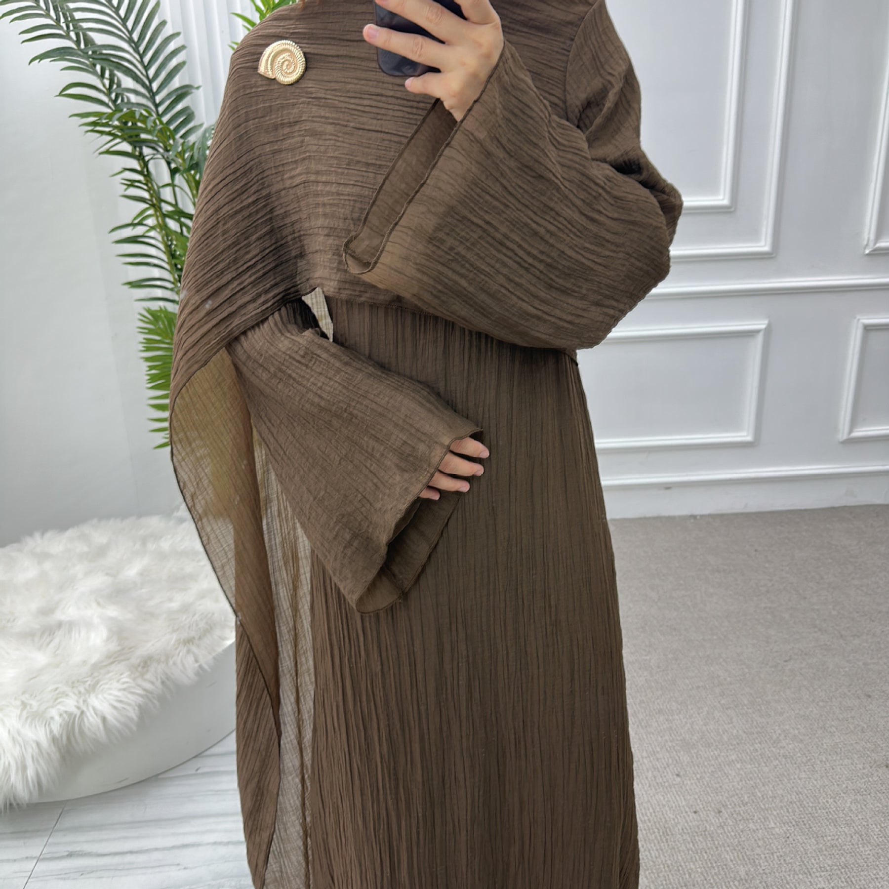 LR1088  Women's Plus Size Plain Double-Layer Ruffled Dress